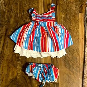 Colorful Striped Baby Dress with Bloomers